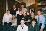 Внизу сидят Марина и Ваня, друг Владика. Следующий ряд - справа налево: Сергей, племянник Галины Павловны Черновой. Затем четыре девушки - Таня, Оля, Оля, Таня. Та Таня, что ближе к Сергею, это сестра Оли, которая сидит рядом с ней. А Оля - это жена Вани. Дальше, в колпачке, это Оля -
девушка Владика. Следующая Таня - девушка Коли Киселева. Потом машет рукой и жутковато улыбается мой Макс, потом т.Нелла. В следующем ряду между Колей и Владиком стоит Вика, это подруга Оли, девушки Владика. /Наташа/